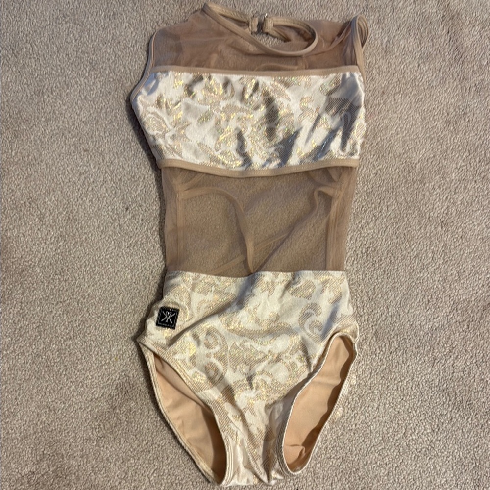Gold and Cream Mesh Leotard